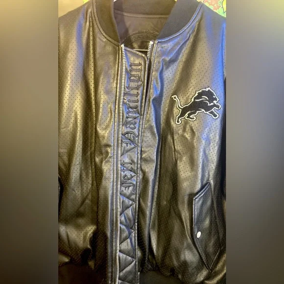 Jeff Hamilton Limited Edition Reversible NFL Detroit Lions Leather Bomber Jacket